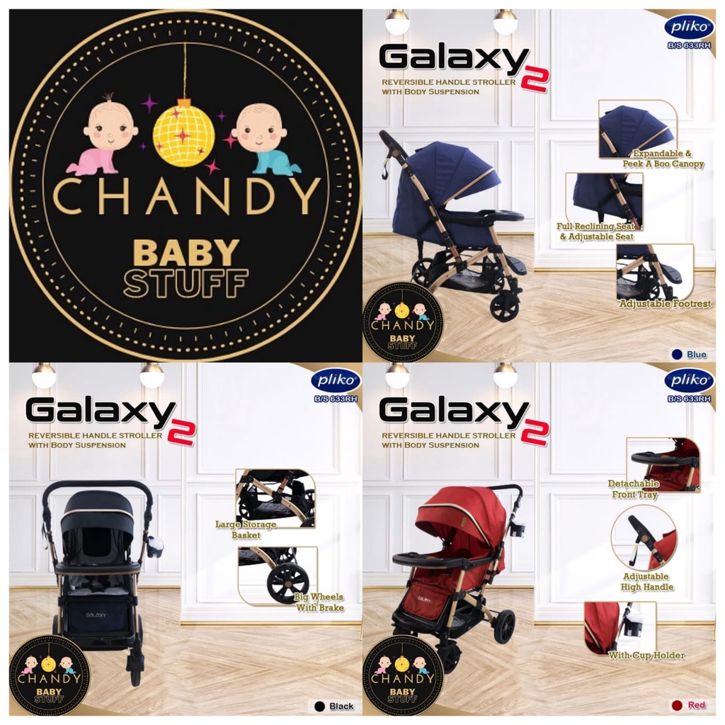 STROLLER BABY PLIKO GALAXY 2 BS 633 RH BISA HADAP DUA ARAH