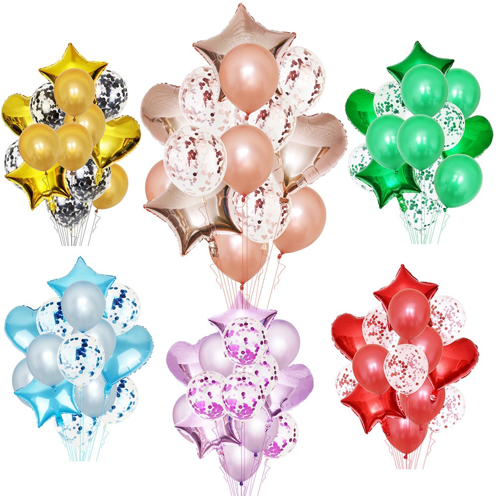 BALON FOIL BINTANG ,LOVE, BALON, BALON ISI CONFETTI SET