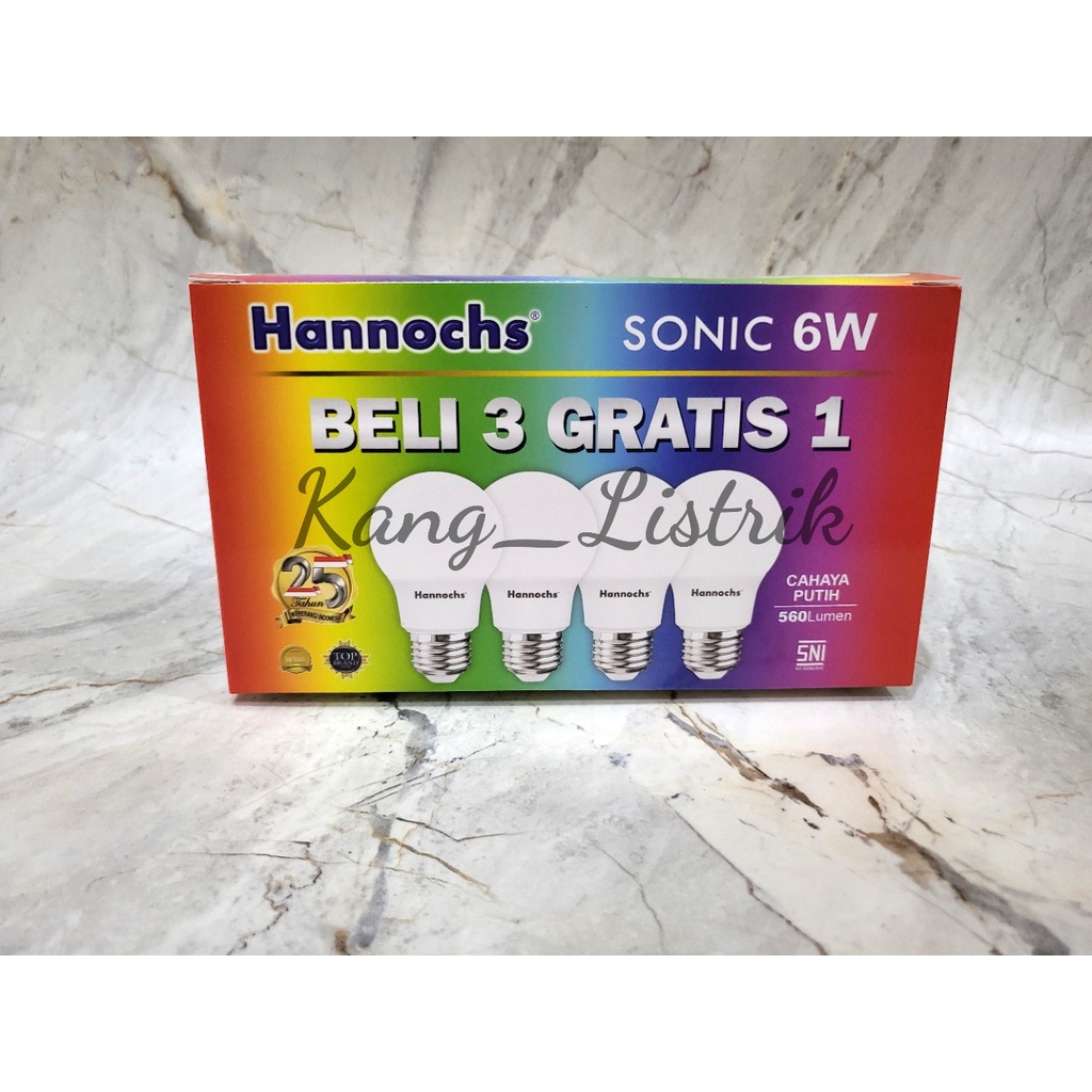 Lampu LED Paket Hannochs Sonic 6 Watt Beli 3 Gratis 1