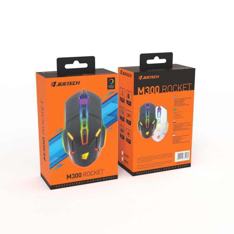 Mouse Wired Gaming Jertech M300 RGB High Speed Robot Desain Rocket Strong Material New