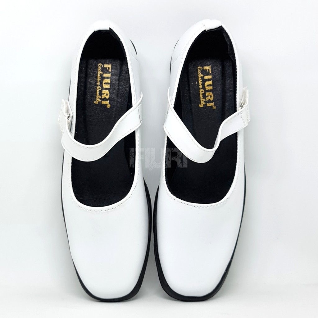 FIURI - SEPATU PANTOFEL WANITA PUTIH 36-43 BERTALI SLIP ON HAK 3CM - SEPATU SEKOLAH PERAWAT SUSTER BIDAN PASKIB HAK TAHU 3 CM UPACARA PASKIBRA - SEPATU FORMAL PEREMPUAN SD SMP SMA PELATIHAN OSPEK KERJA KANTOR RESMI KULIT IMITASI MURAH PROMO DISKON