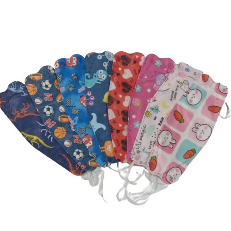 Masker Anak KF94 Motif Cowok Cewek 4ply Lucu Isi 10 Lembar Earlop Earloop Tebal Karakter Premium