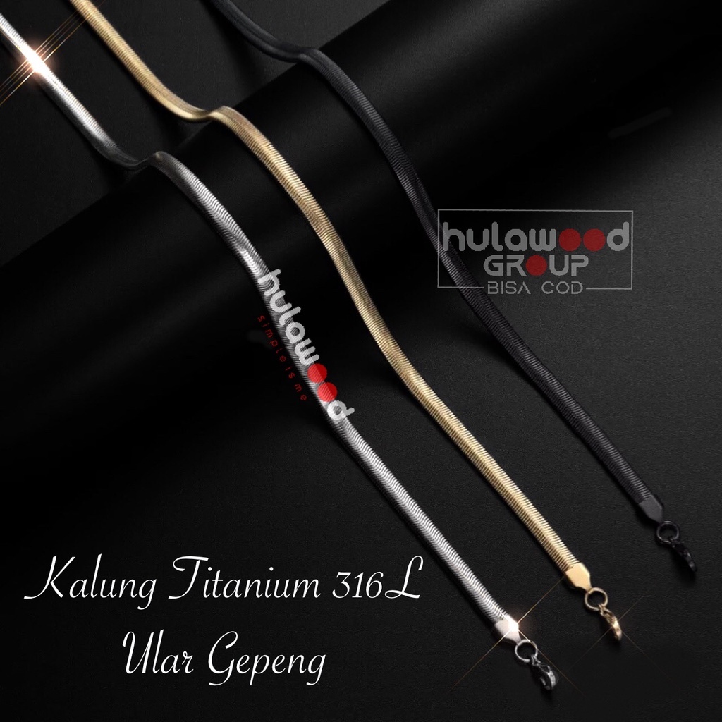 [Ular Gepeng] Kalung Rantai MCI Titanium 316L Import Anti Karat Pria Wanita / Kalung Rantai pendant