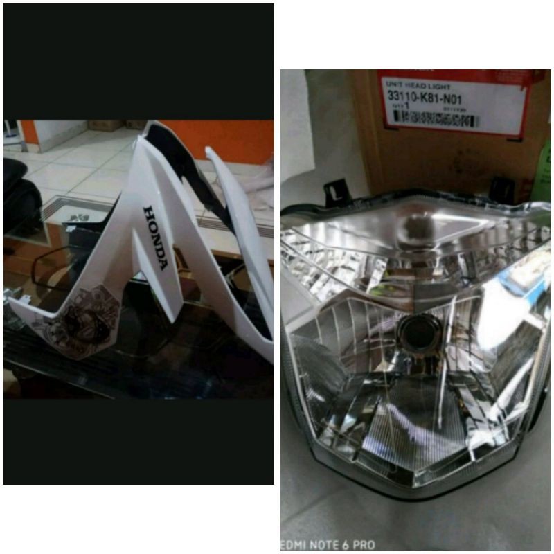 COVER TAMENG DEPAN PUTIH + LAMPU DEPAN HONDA BEAT STREET ECO 100%ORIGINAL AHM