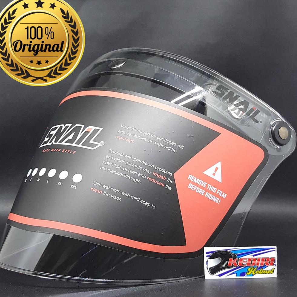 Visor SNAIL F19A Original ori kaca helm retro datar iridium flat warna red blue clear hitam silver –