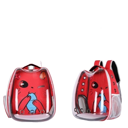 Tas Ransel Cabin KK Merah Pet Cargo Travel Bag Karakter Kucing Anjing