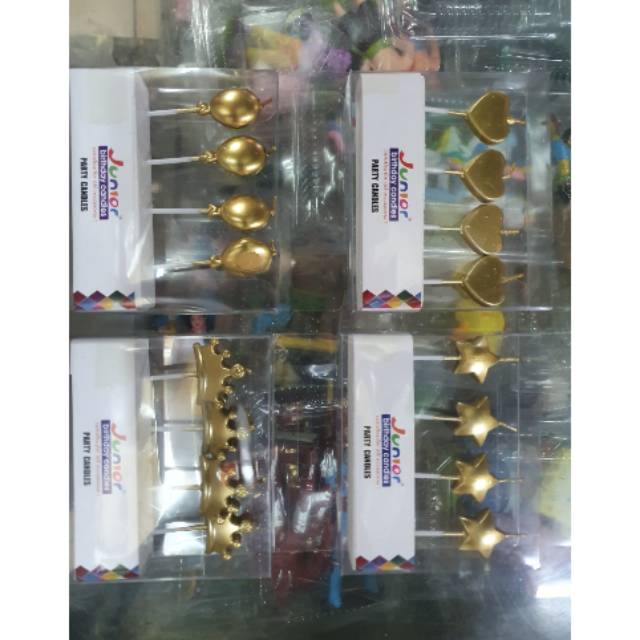 

1 pak lilin ulang tahun motif hati,mahkota,balon sama bintang RP.15000