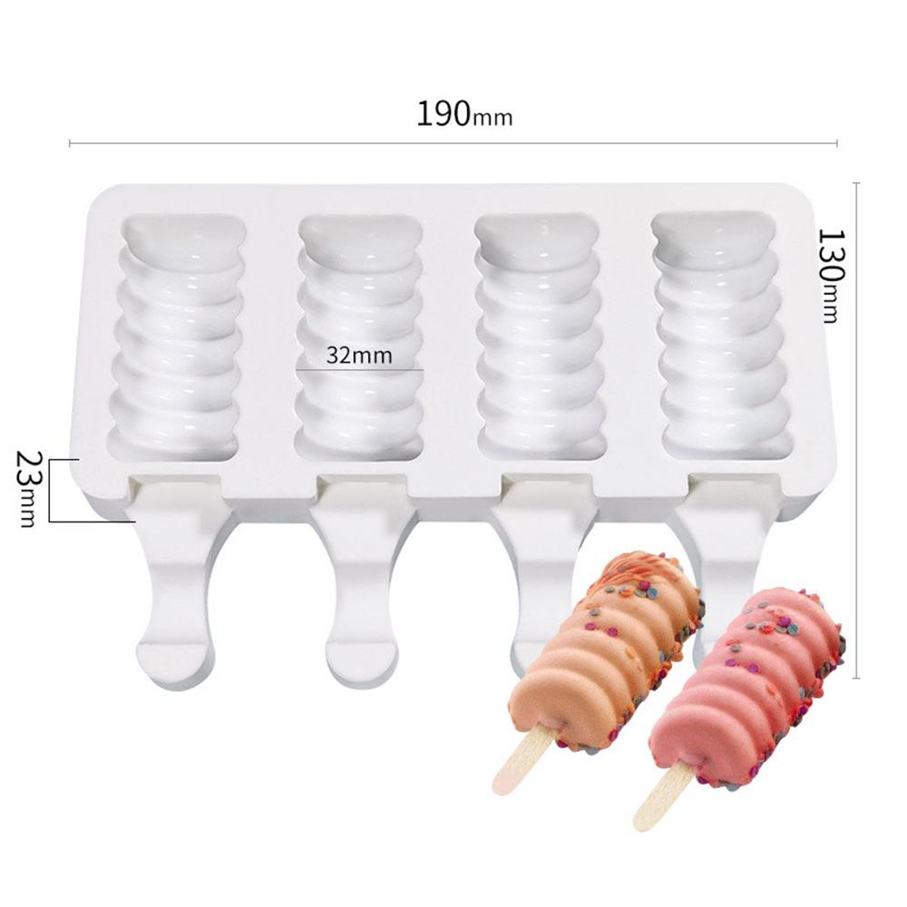 Cetakan Es Krim SOLIGHTER 4rongga Dessert Ice lolly Molds Icebox Frozen Yogurt DIY