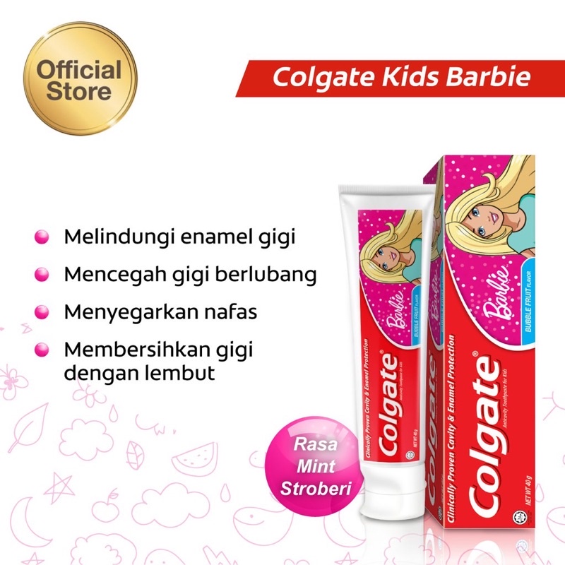 Colgate Toothpaste Kids 40gr Minion Barbie Pasta Gigi Anak Odol Anak Floride Mencegah Gigi Berlubang