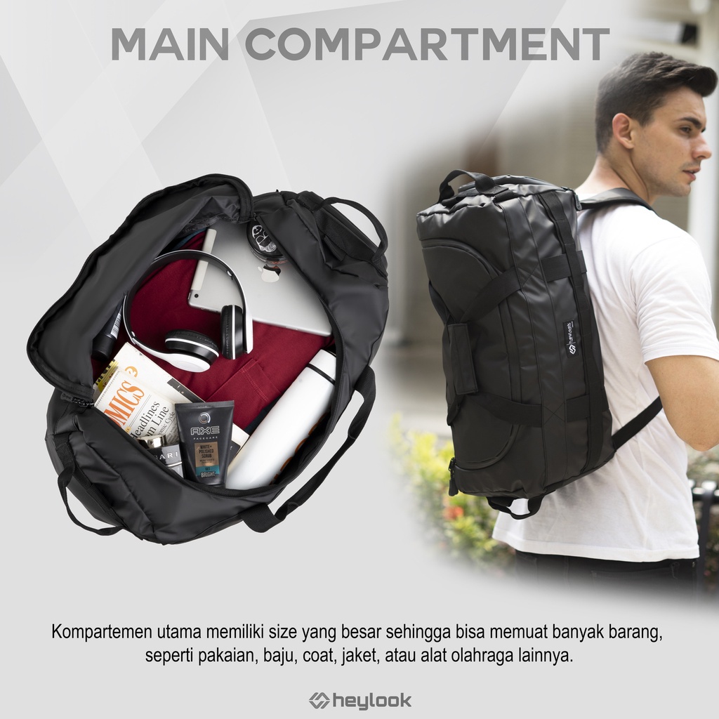 Tas Travel Bag Bahan Tebal Waterproof Tas Olahraga Gym Fitness Tas Pakaian Mudik Pulkam Backpacker Anti Air Kapasitas Besar