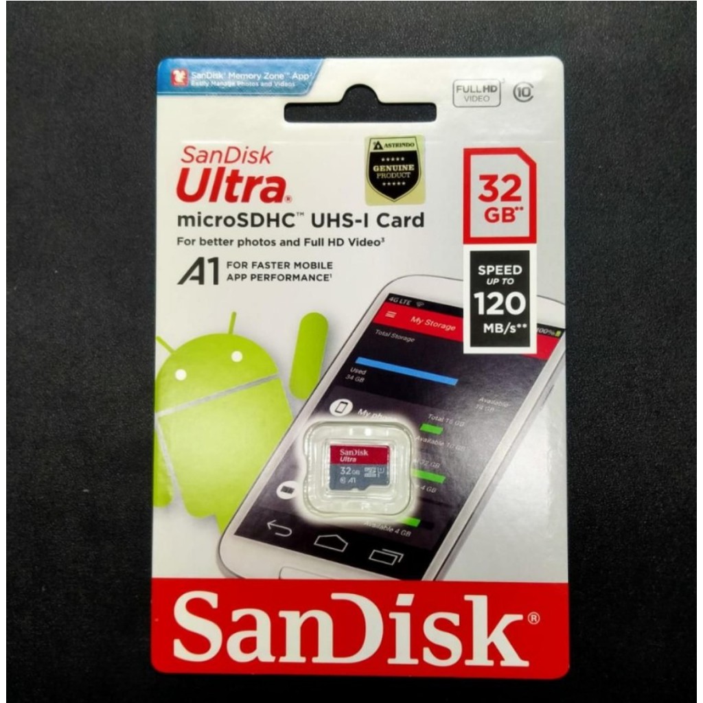 Sandisk Ultra A1 Microsd 120mb/s 32gb 64gb 128gb 256gb Resmi Astrindo