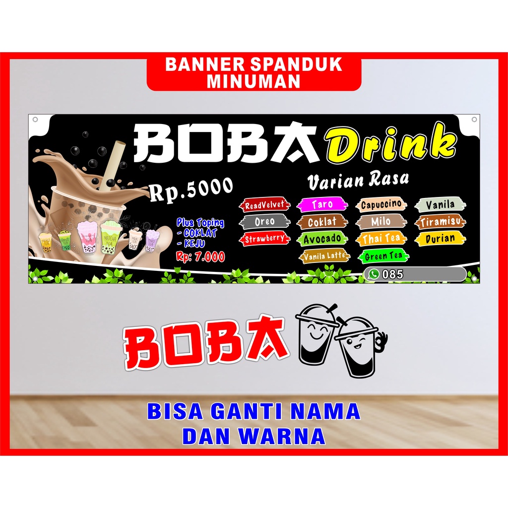 Banner Minuman BOBA, Spanduk Minuman BOBA 160x60cm COD