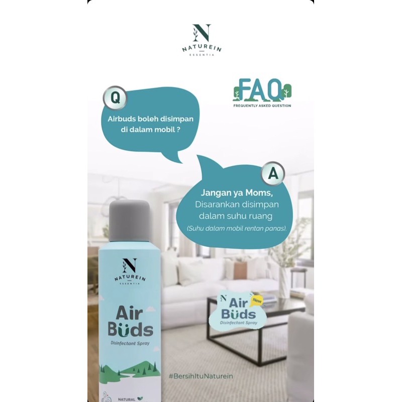 Naturein AirBuds Air Disinfectant Spray 280ml Pembersih Ruangan