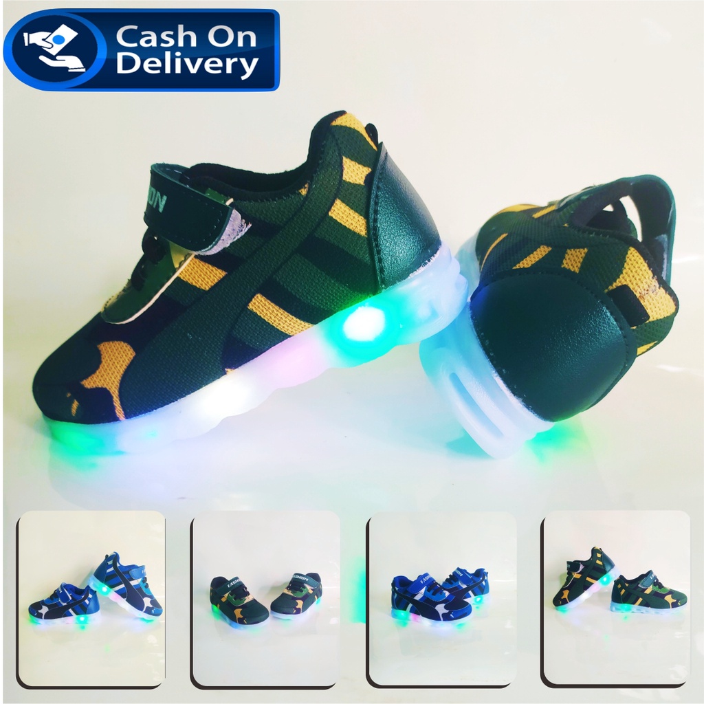 Sepatu AnakCowok dan Cewek LED Bisa Nyala Motif ARMY KEREN