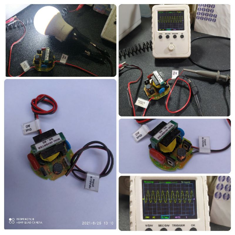 mini Inverter Pure Sine Wave Joule Thief Dc to AC 25watt untuk lampu emergensi emergency pemadaman l