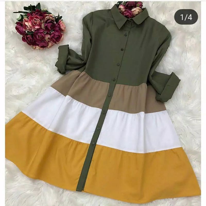 Tunik polos wanita terbaru - Tunik Kombinasi warna - Tata Tunik Cantik