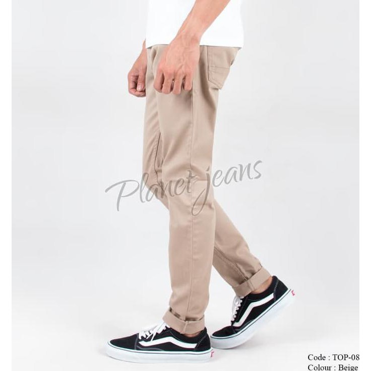 Celana Panjang Pria Chino Pants Beige Cream Slimfit Cowok Cino Top05  - Beige, 29 .Aruansy.Olshop