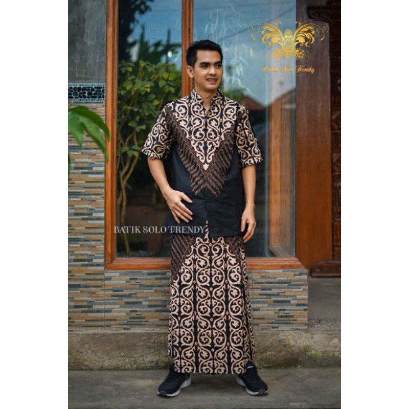 V SOGAN PANJANG BAJU KOKO DAN SARUNG BATIK SOLO TRENDY MURAH KAIN HALUS