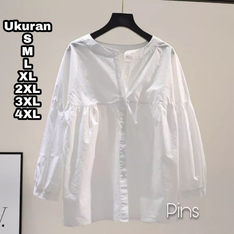 Pins Blouse Oversize Big Size Jumbo Size S M L XL XXL XXXL 4XL 2XL 3XL 5L Kemeja Basic Jumbo Big Size Baju Kerja Kantor Korea