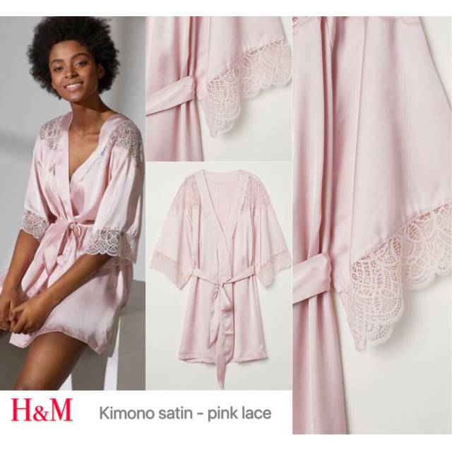 NO BELT HnM silk kimono pink satin