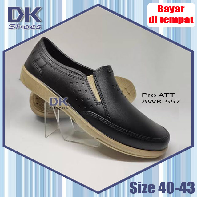 Sepatu Pro ATT AWK 557 Pria 40-43 Hitam PVC Karet Pria Kerja / Sepatu Sneakers Slip On Pria Karet