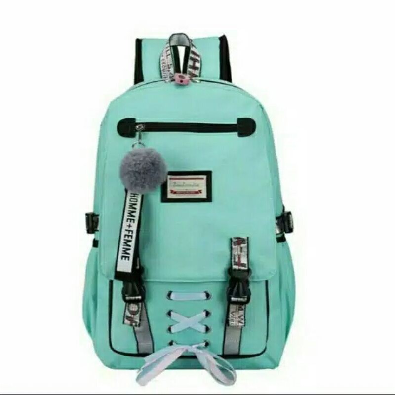 Ransel Anak Pita Tengah No Pompom backpack koreanstyle BISA COD