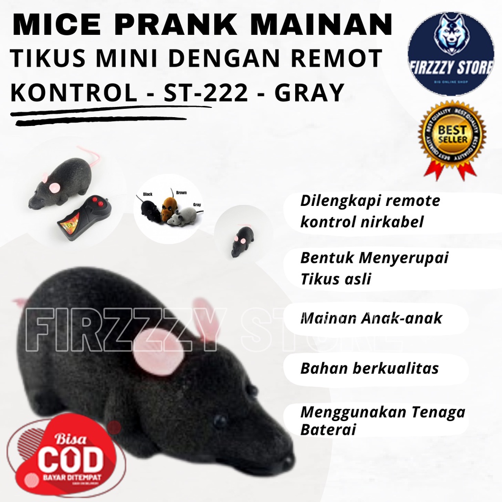 Mainan Prank Tikus Mini Dengan Remot Kontrol Untuk Prank - Hitam