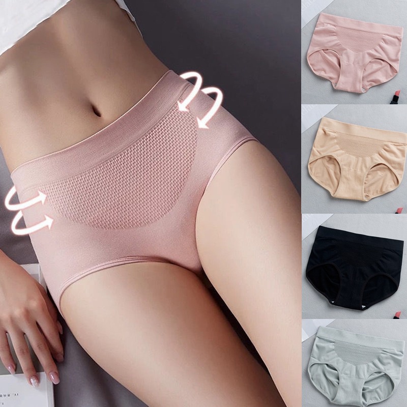 MOO C539 Celana Dalam Wanita Briefs Elastis CD Seamless High Waist Bahan Katun