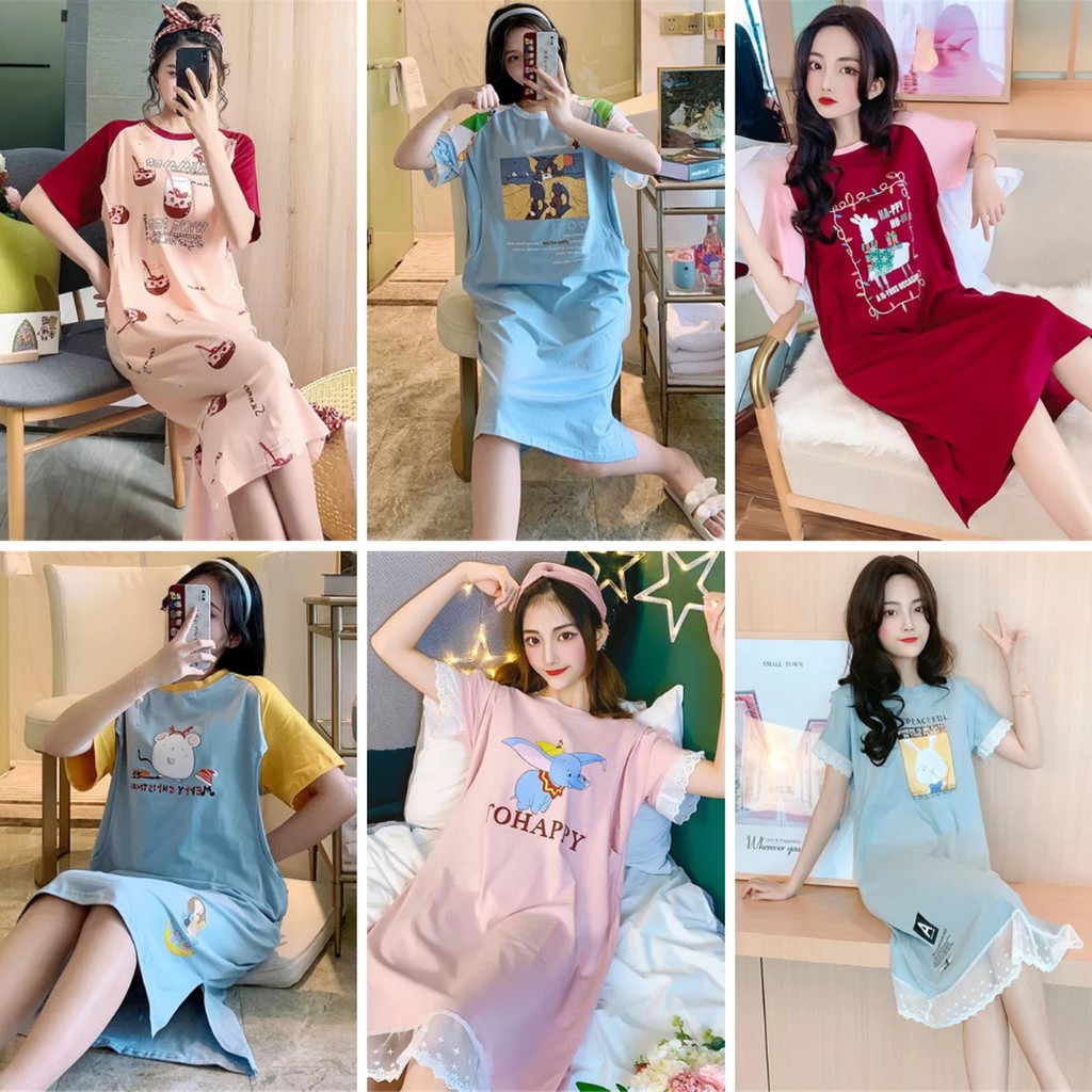 BAJU TIDUR MENYUSUI PIYAMA NURSING HOME WEAR BUSUI DASTER DRESS NR