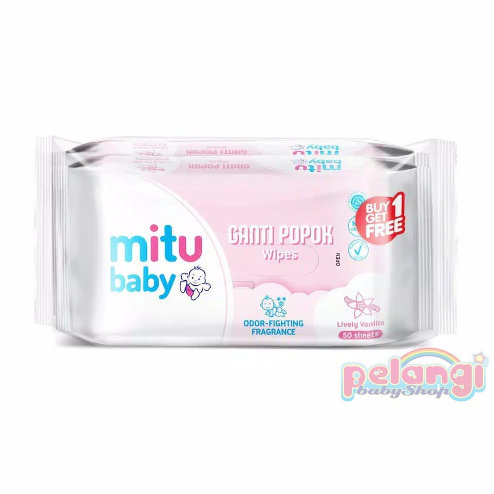 Mitu Baby Tisu Basah Ganti Popok White Vanilla 50'S Beli 1 Gratis 1