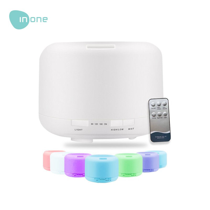 Alat uap Inone Ultrasonic Aroma Diffuser Humidifier 500ML 7 Color LED