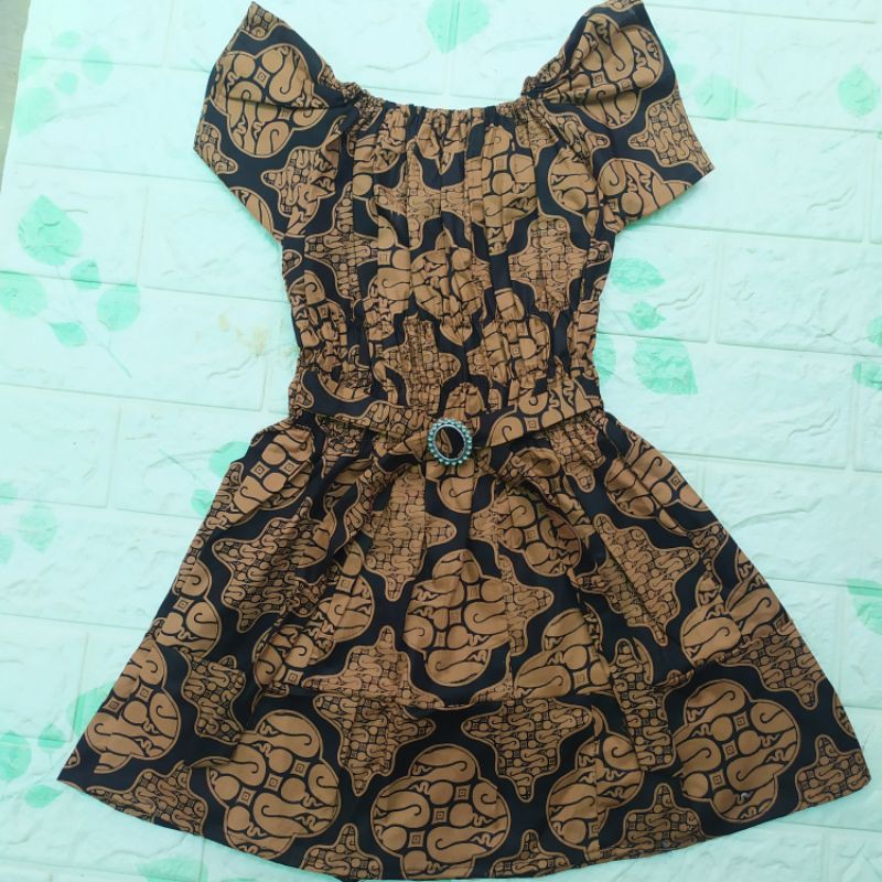 DRESS ANAK BATIK KERUT TALI SAMPING USIA 4-6 TAHUN