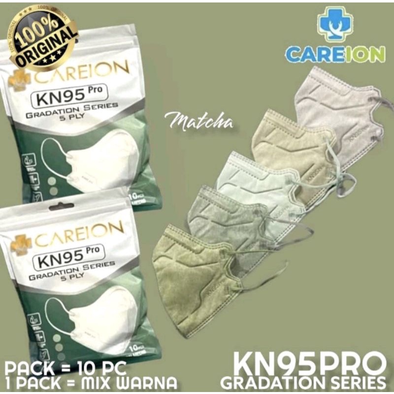 Masker KN95 Pro Careion Gradation mix 5 warna/ Matcha