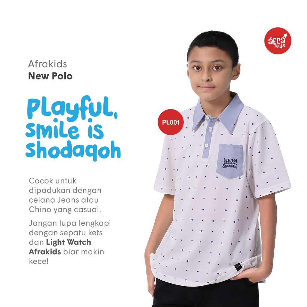 T-Shirt Polo AFRAKIDS untuk 2-12 th,  PL001 White, PL002 Navy,  Ada PROMO LAUNCHING nya.............