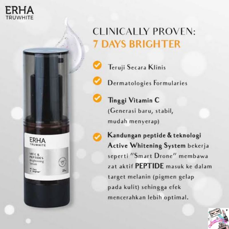 ☃Cutezz_Ching1☃Erha Truwhite Vit C &amp; Peptides Brightening Serum 20ml