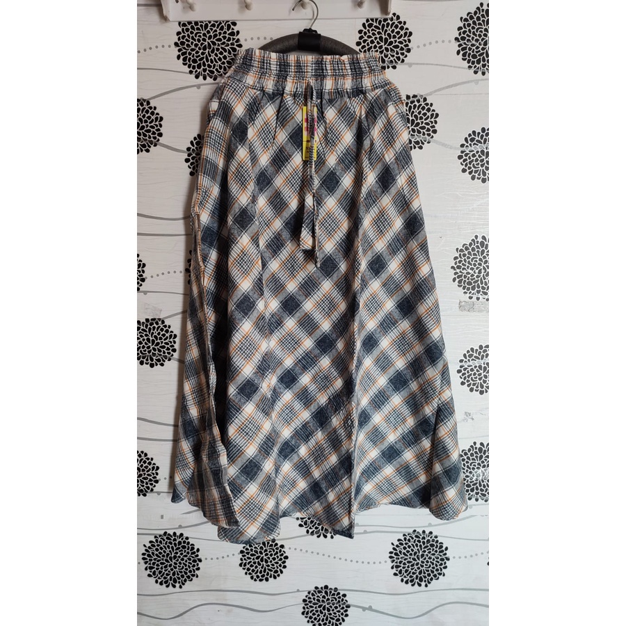 ROK FLANEL IMPORT PANJANG/ROK TARTAN/ROK KOTAK PAYUNG-E