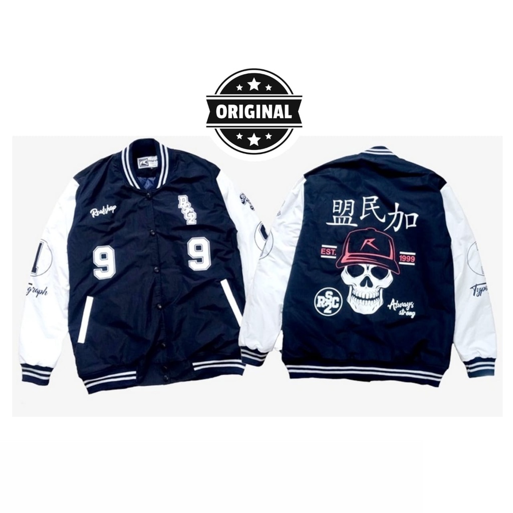 SKULLEND Jaket Bomber Varsity Baseball Vintage Pria Wanita Terbaru L XL/ Jaket Basebal/ Bisbol Bolak