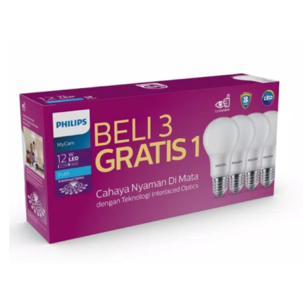 Lampu LED Paket PHILIPS 12 Watt Mycare Multipack