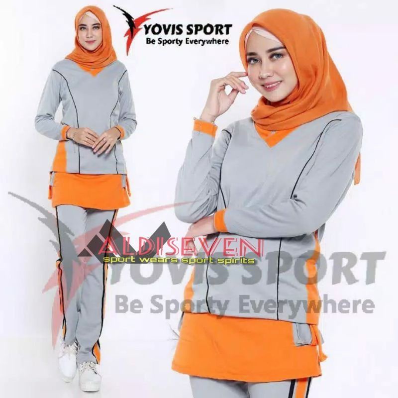 Setelan Olahraga Wanita'Setelan Senam Wanita'Setelan Zumba Wanita'Setelan Yoga Wanita'Setelan Aerobik Wanita'Setelan Yovis Sport'Setelan Training Wanita'Setelan Yoga Wanita-Abu Orange