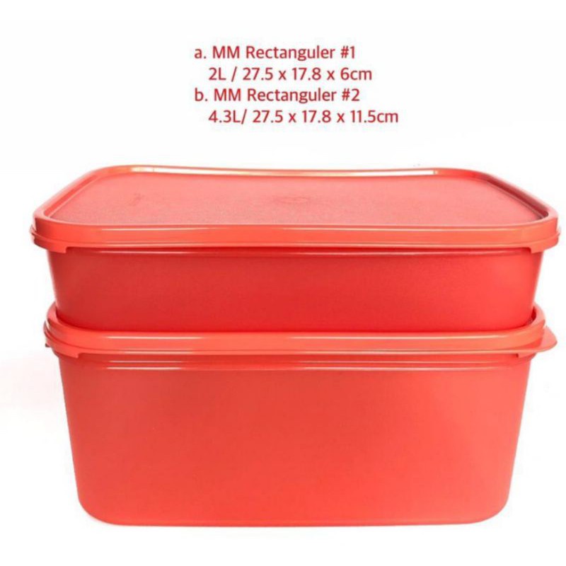 PROMO TUPPERWARE MM RECTANGULAR 2PCS PEACH MODULAR MATES RECTANGULAR