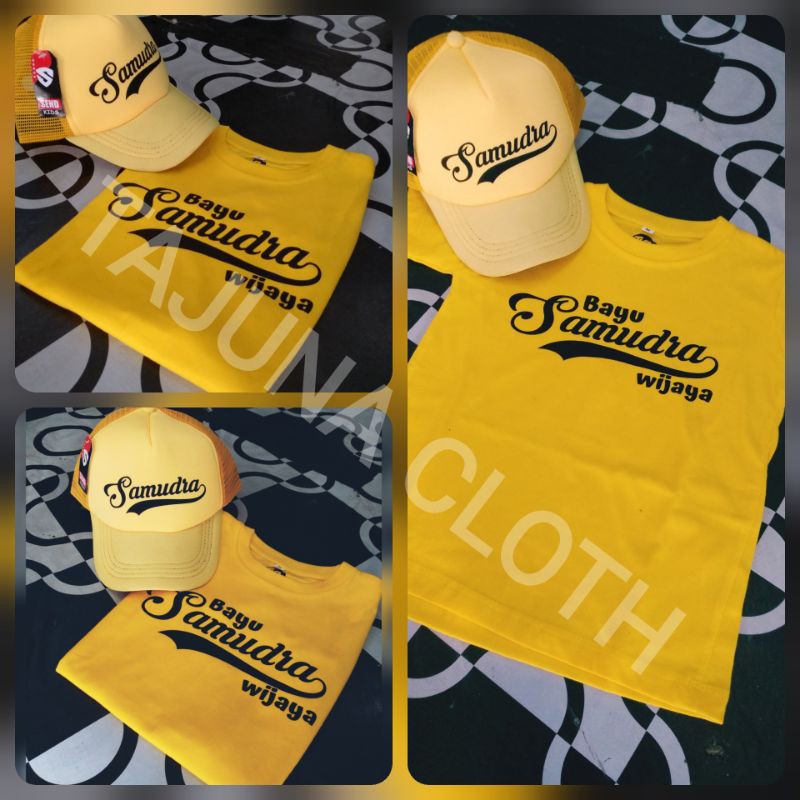 Paket kaos dan topi untuk anak anak custom NAMA ANAK cotton combed 30s kaos standart distro