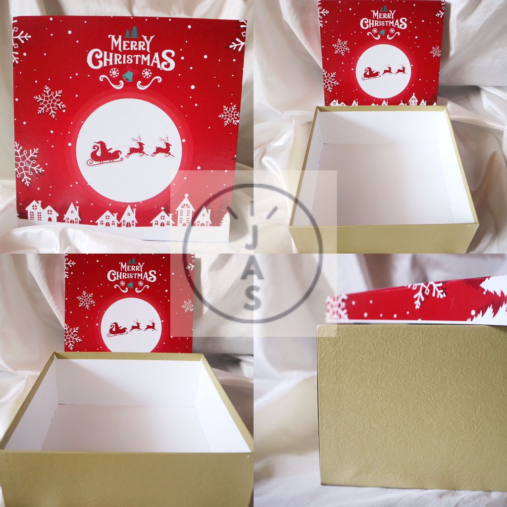 

kotak kue 24x24x10 hardbox / handmade / box kue edisi natal