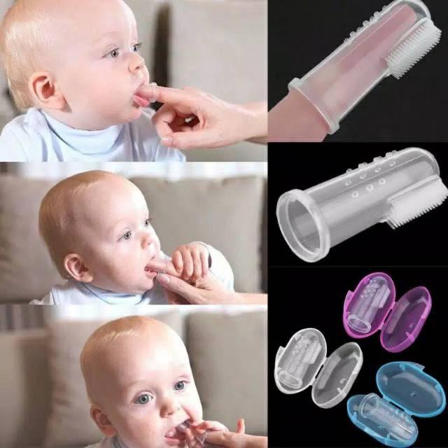 Sikat Gigi Lidah Bayi Silicon Baby Finger | No Box Penyimpanan Steril | Teether Sikat Silikon