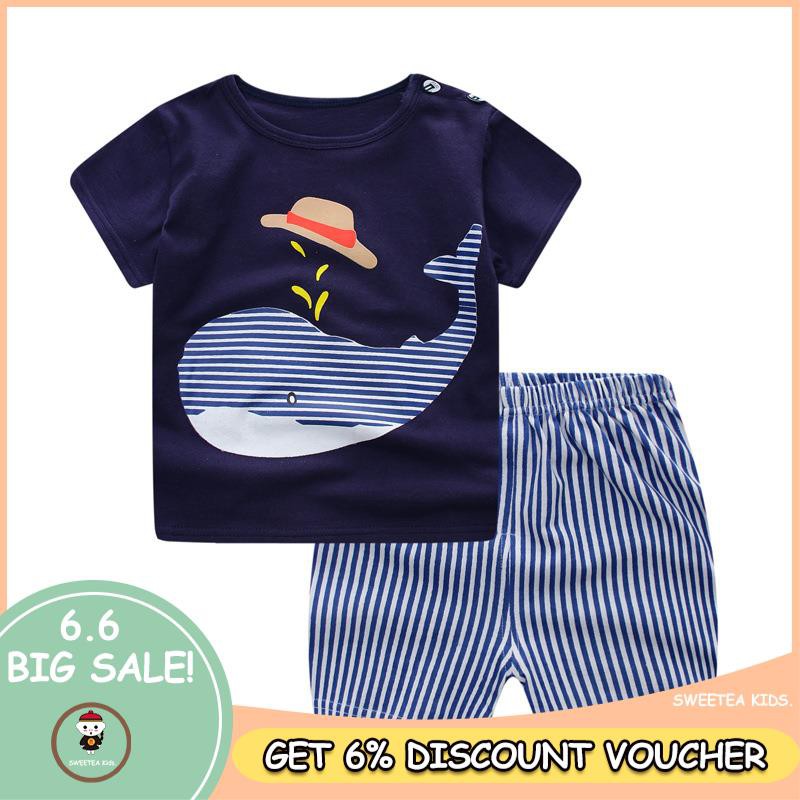 Setelan Kaos T Shirt Bayi Laki Laki Lengan Pendek Gambar