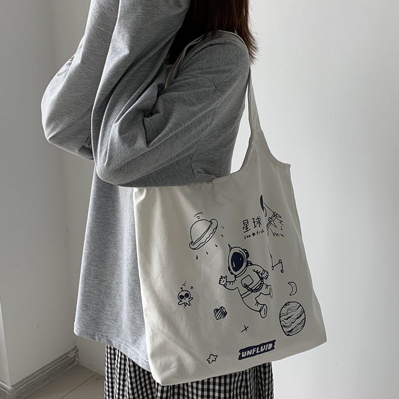 TC-83 tas kanvas canvas wanita import shoulder bag bahu korea jepang astronot