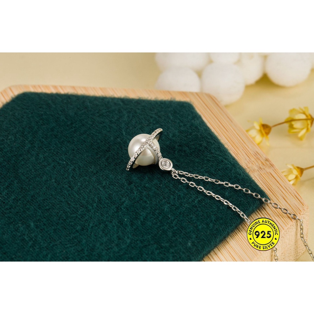 Kalung S925 Silver Aksen Mutiara Bintang Berlian