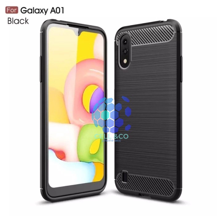 CASE CARBON SAMSUNG A01 casing hp silikon softcase case premium carbon cover