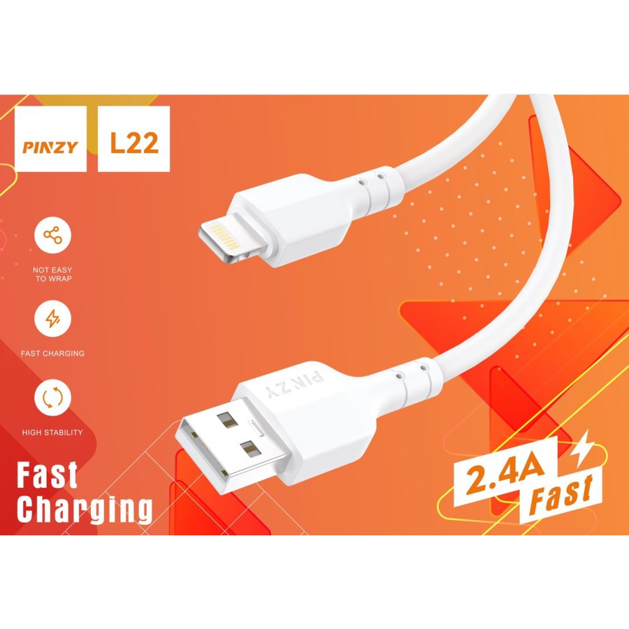 Kabel Data  L22 USB Type Iphone Output 2.4A Fast Charging