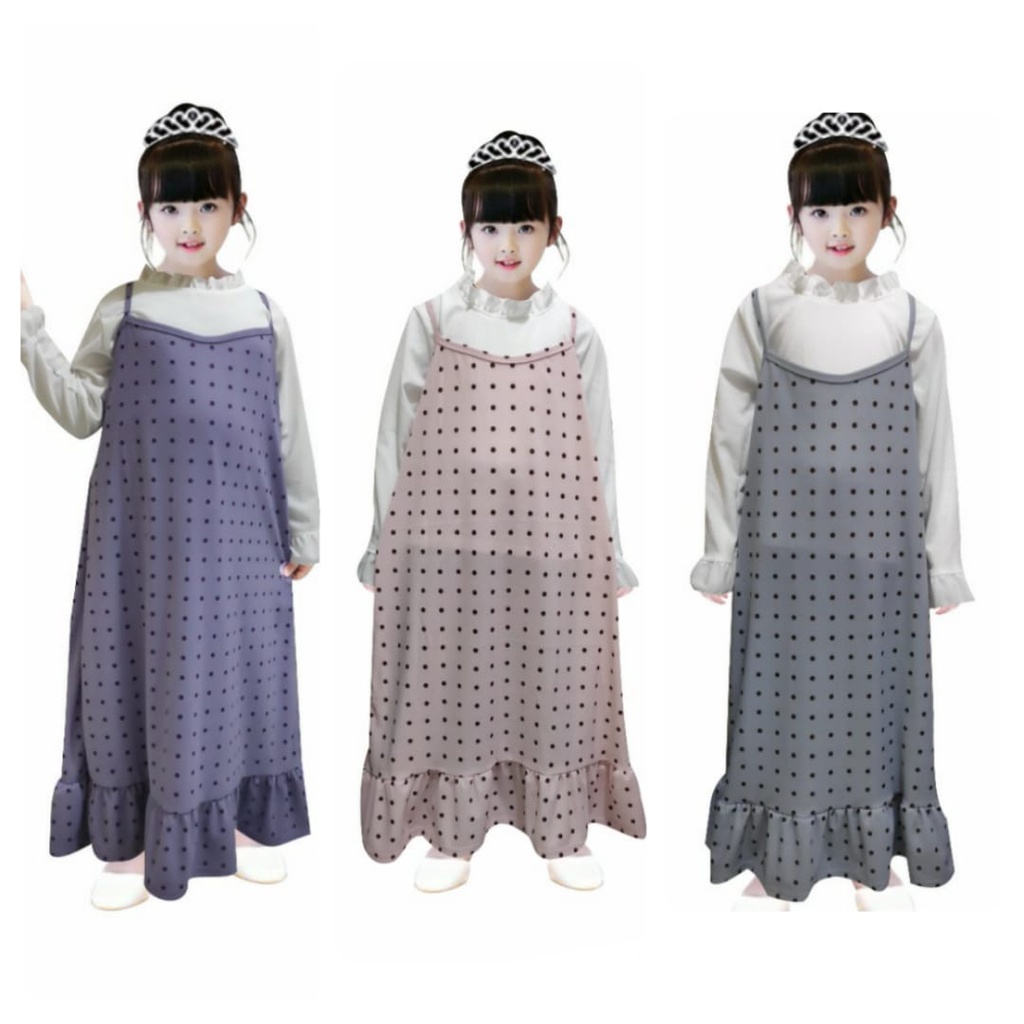 MOMOGI- GAMIS ANAK OVERALL POLKADOT 2 IN 1 / Usia 5th-11th