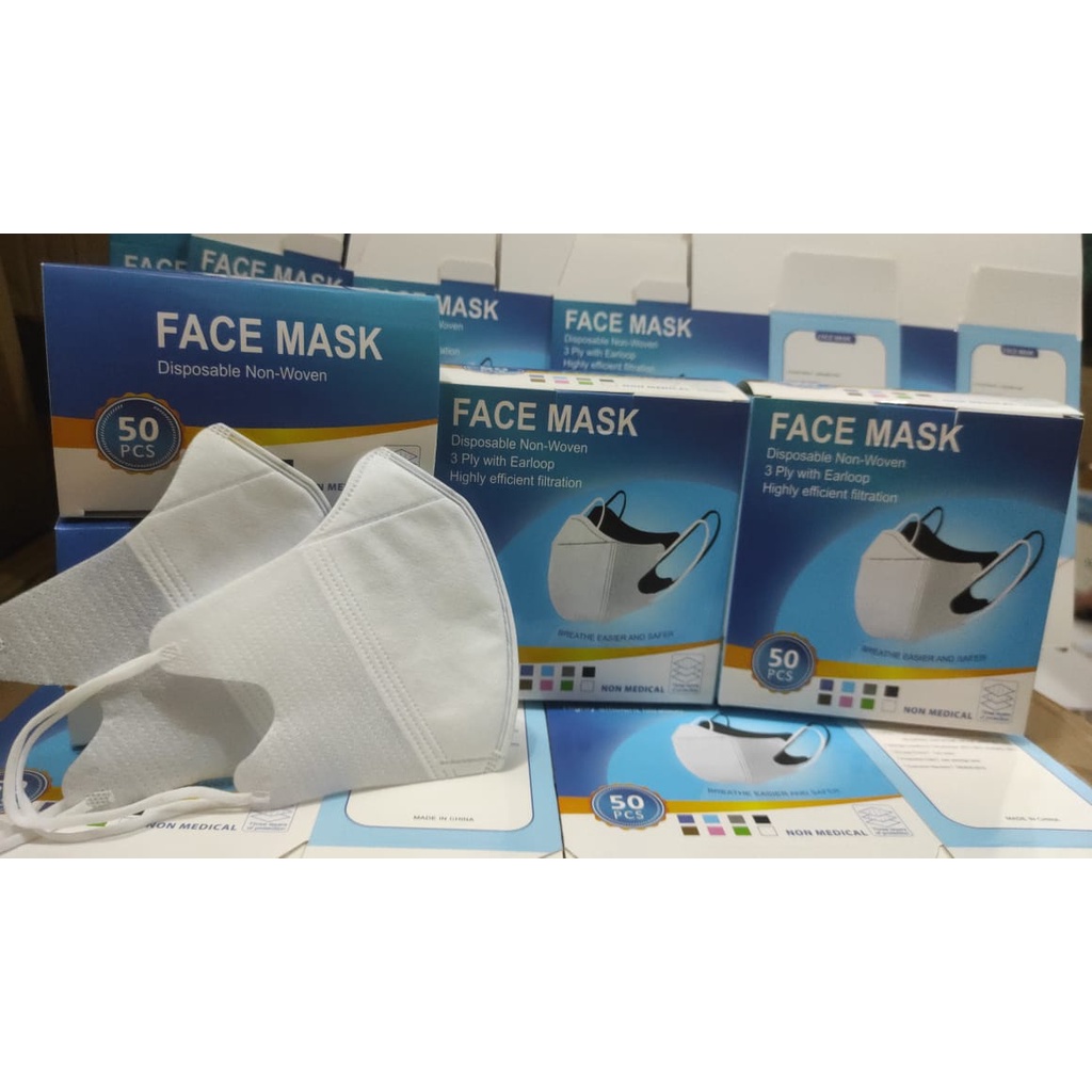 Masker Duckbill Putih - masker duckbill Garis 1 pcs - Masker Duckbill Putih Model Sensi